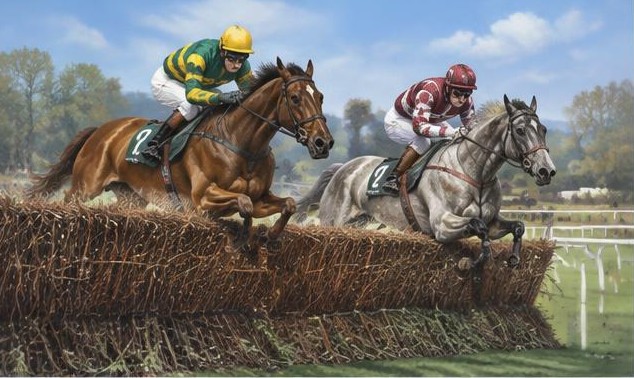 Illustrative racing scene for Manifesto Novices' Chase — over fences