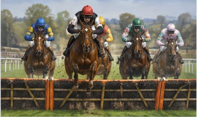 Illustrative racing scene for Aintree Hurdle — over hurdles