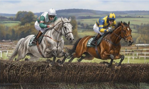 Illustrative racing scene for Mildmay Novices' Chase — over fences