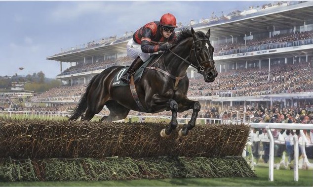 Illustrative racing scene for Melling Chase — over fences