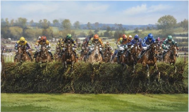 Illustrative racing scene for Topham Chase — over fences