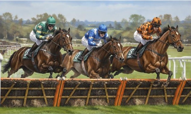 Illustrative racing scene for Mersey Novices' Hurdle — over hurdles