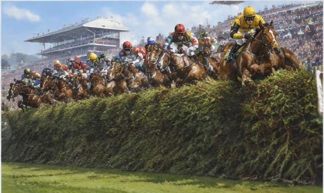Illustrative racing scene for Grand National — over fences