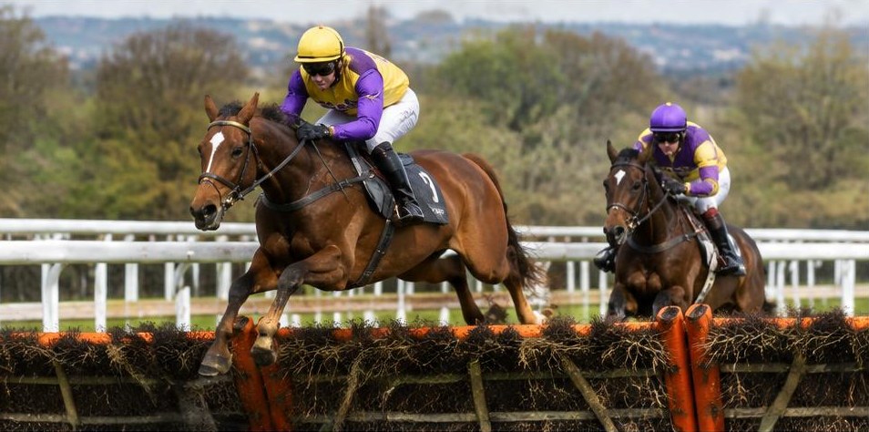 Illustrative racing scene for Mares' Hurdle — over hurdles