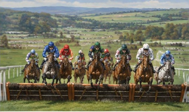 Illustrative racing scene for Champion Novice Hurdle — over hurdles