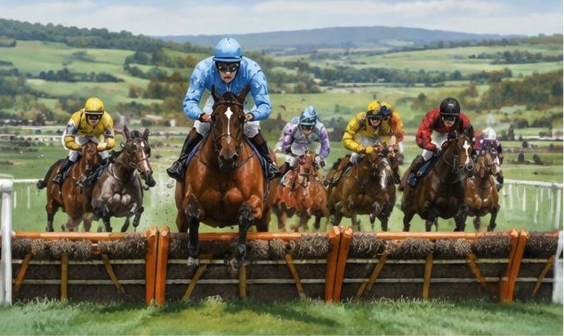 Illustrative racing scene for Champion Stayers Hurdle — over hurdles