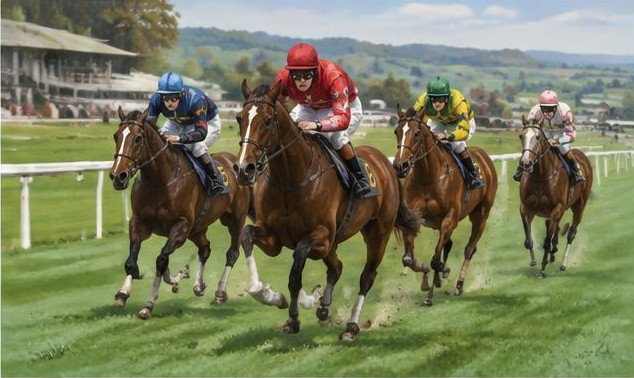 Illustrative racing scene for Champion Bumper (Punchestown) — flat bumper