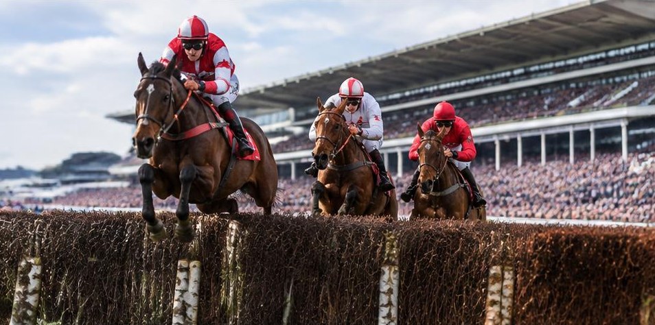 Illustrative racing scene for Ryanair Chase — over fences